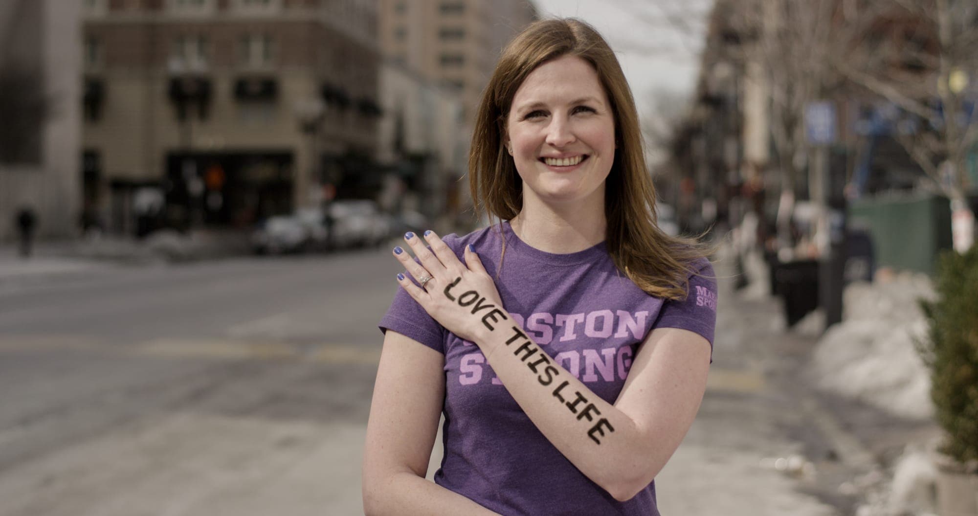Brittany Loring - Dear World portrait at the Boston Marathon finish line