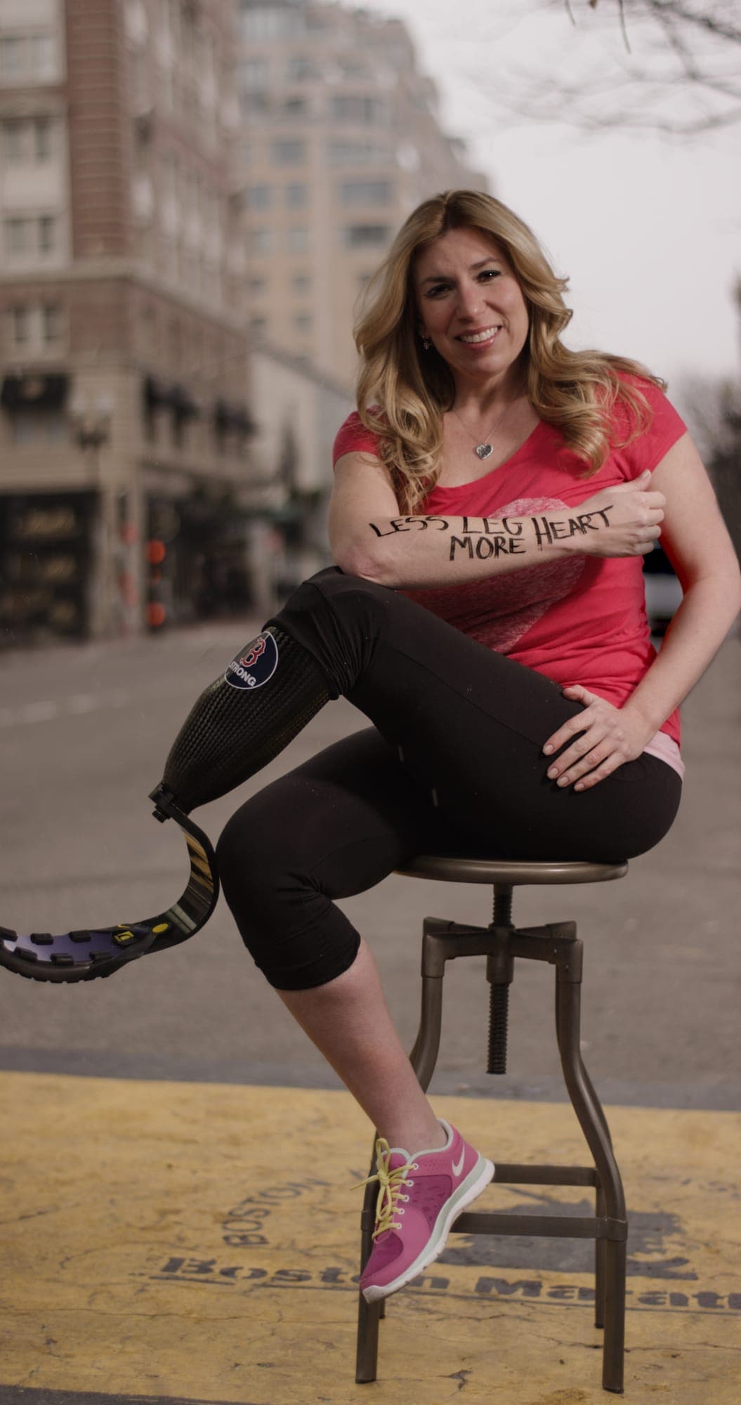 Heather Abbott - Dear World portrait at the Boston Marathon finish line