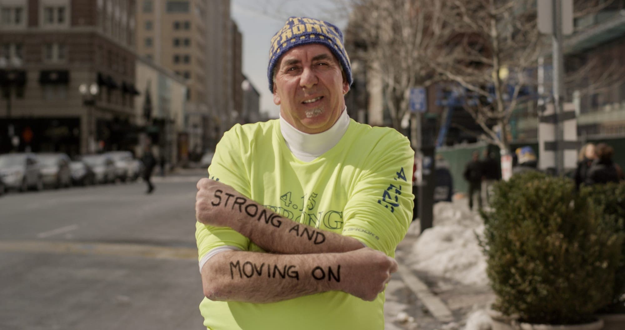 Michael Bourgault - Dear World portrait at the Boston Marathon finish line