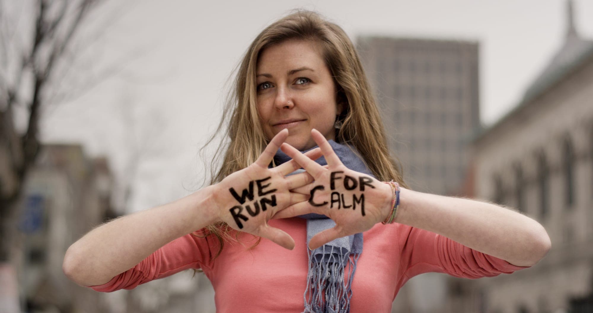 Dear World portrait from the Boston Marathon finish line