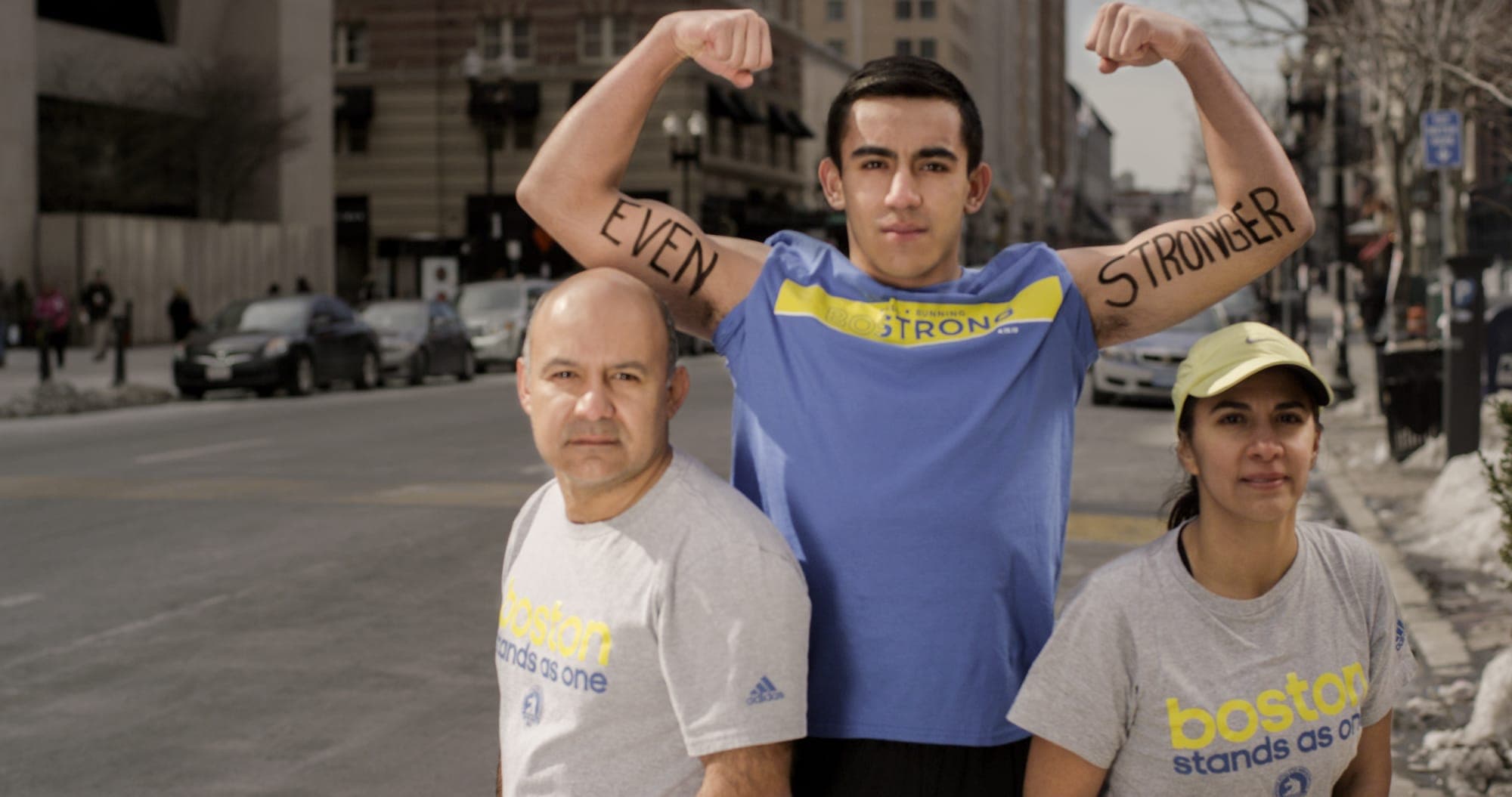 Dear World portrait from the Boston Marathon finish line
