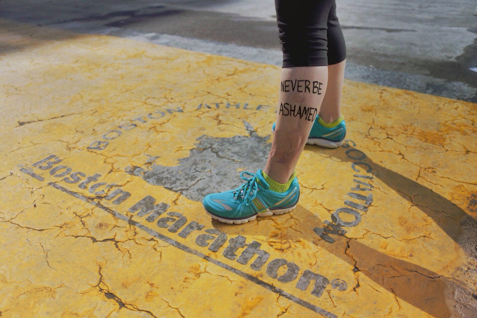 Dear World portrait from the Boston Marathon finish line