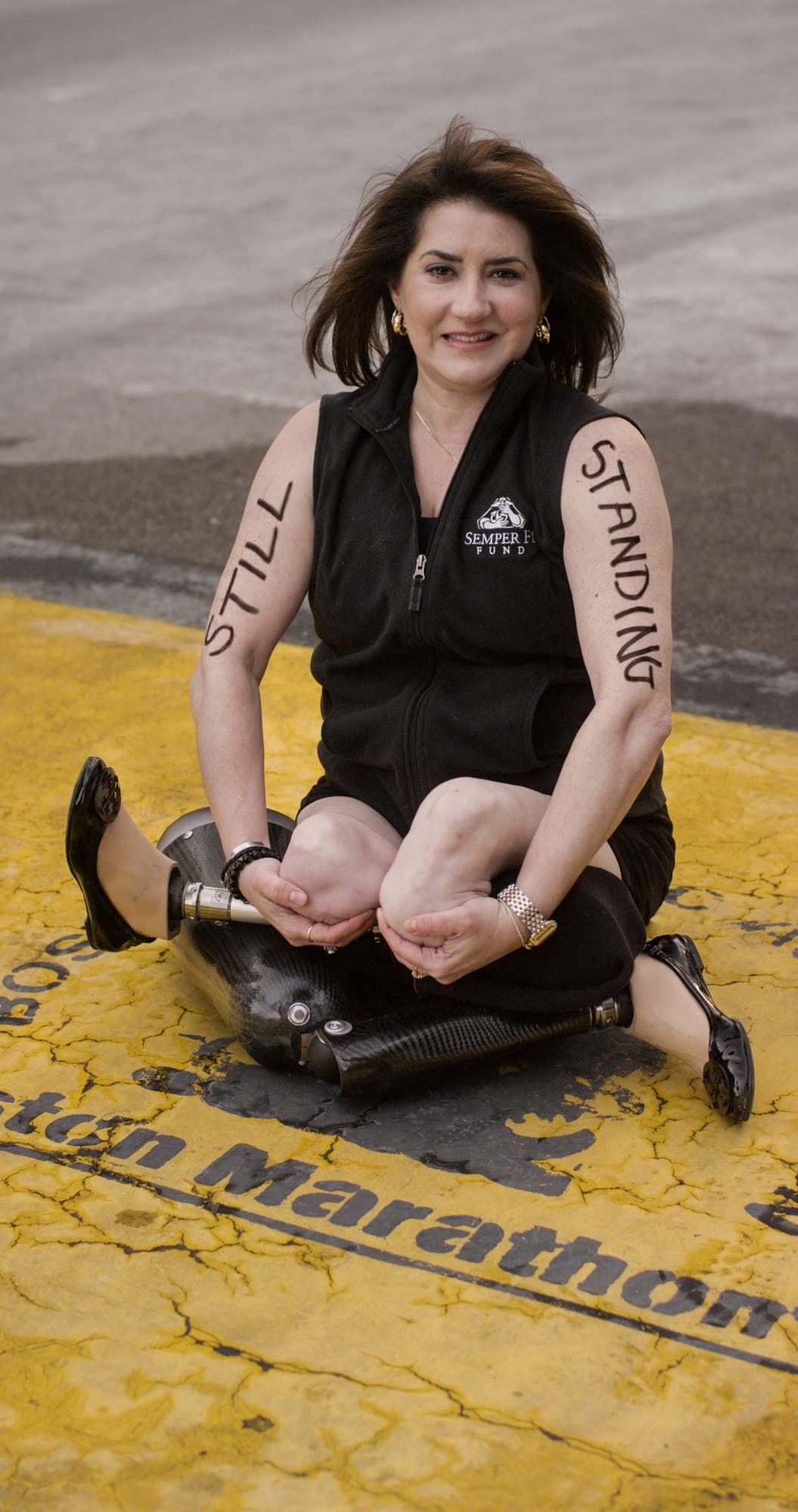 Dear World portrait from the Boston Marathon finish line