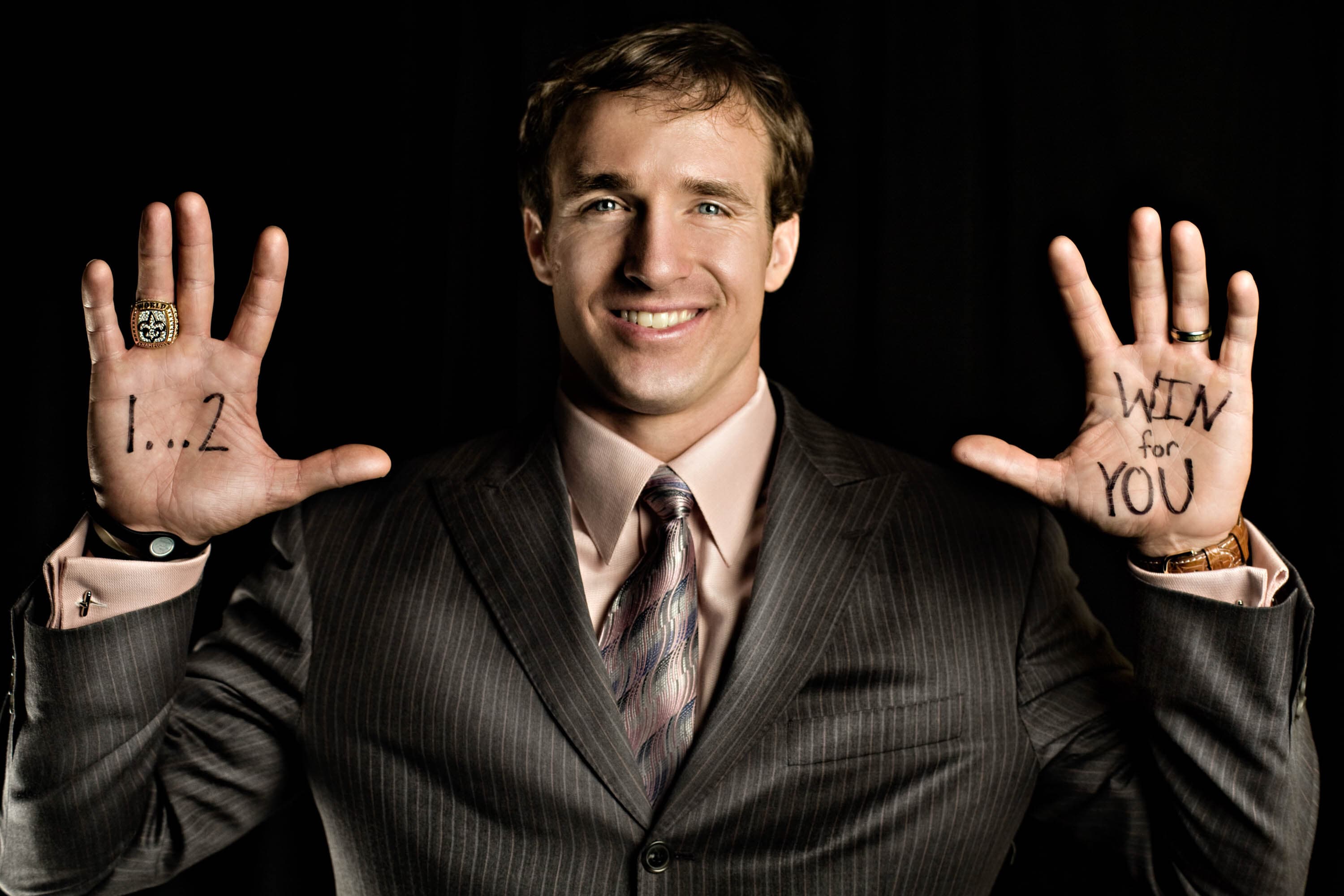 Drew Brees Brain Tattoo portrait, Super Bowl MVP