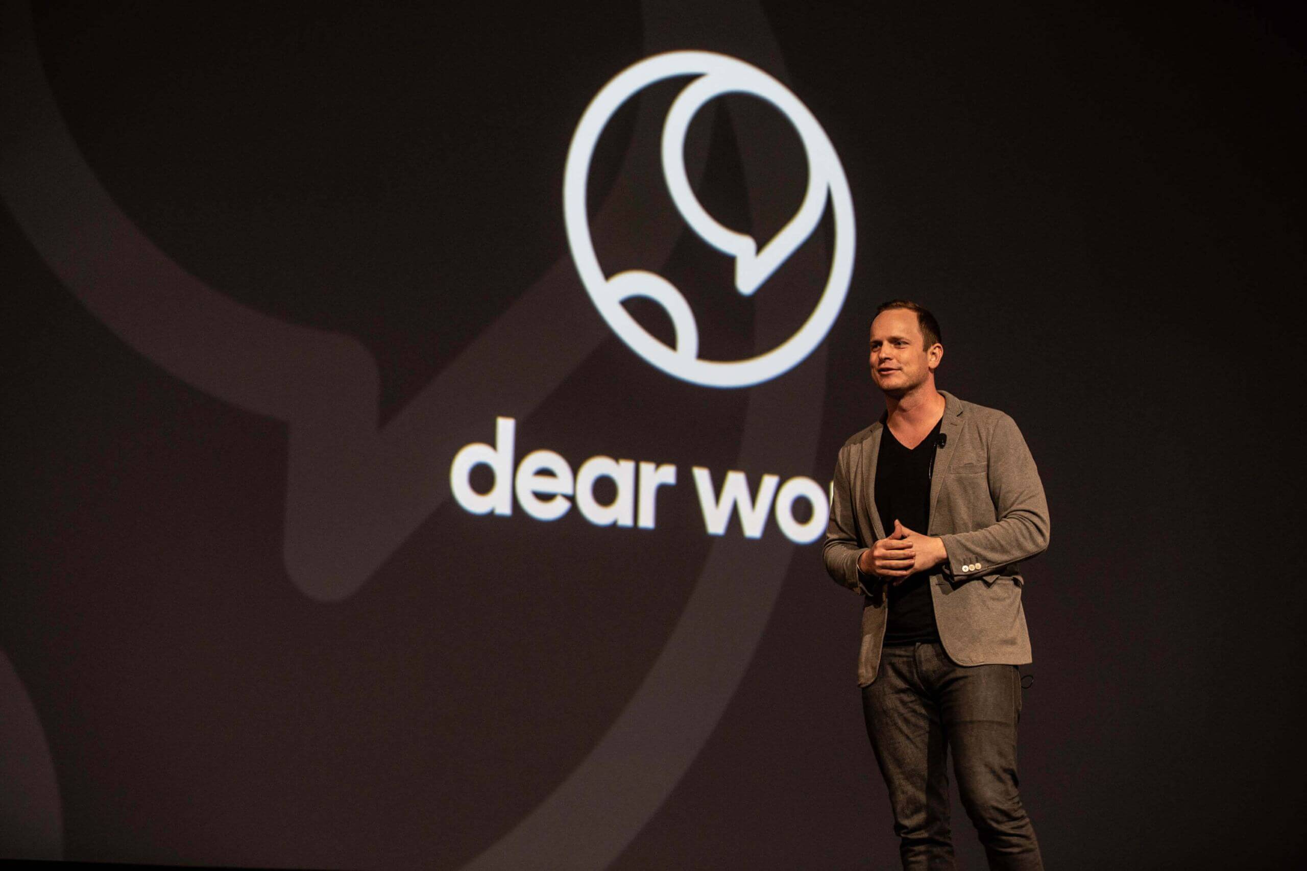 Robert X. Fogarty speaking to an organization during a Dear World leadership experience