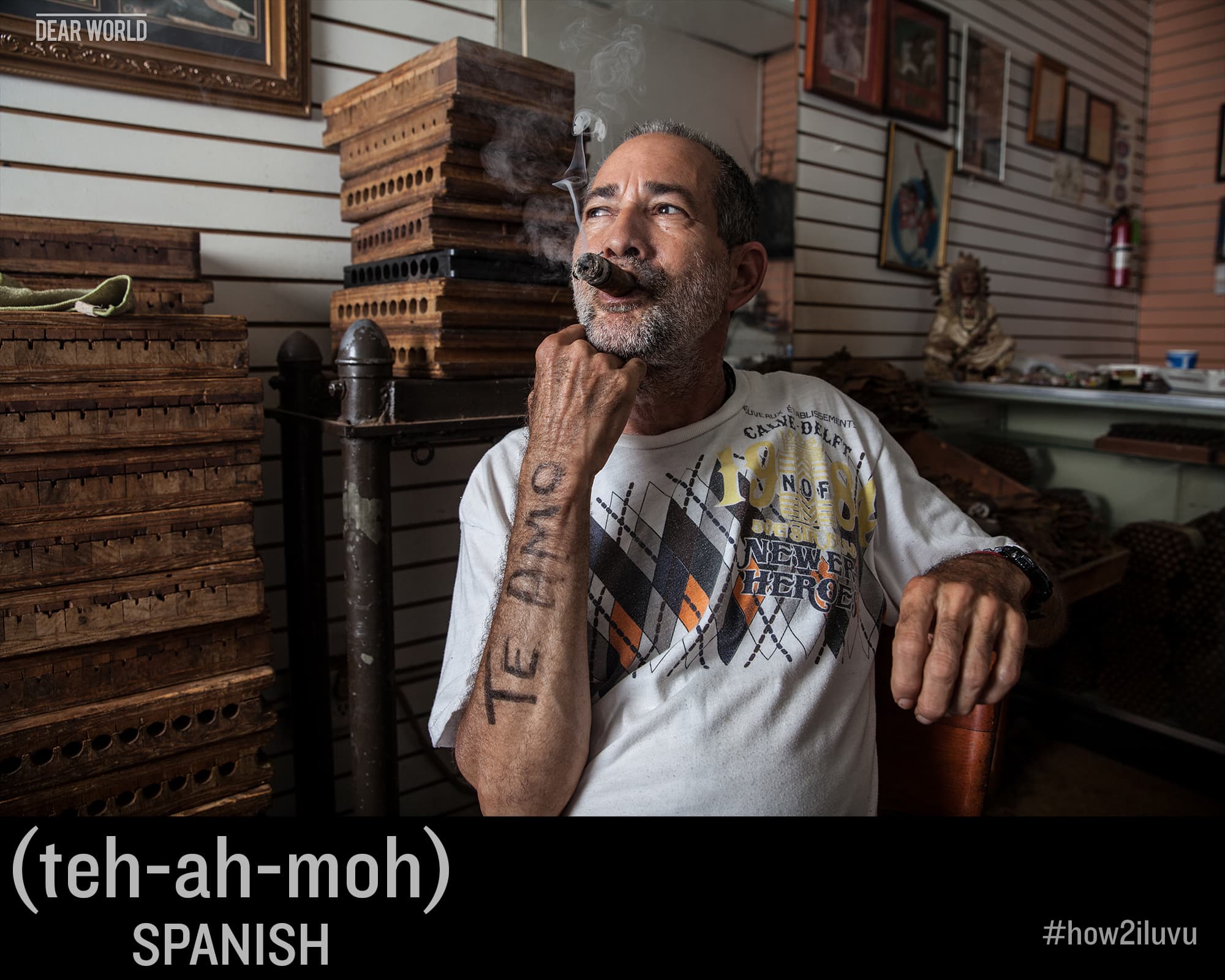 How to say I love you in Spanish: teh-ah-moh (Te amo) — Dear World portrait