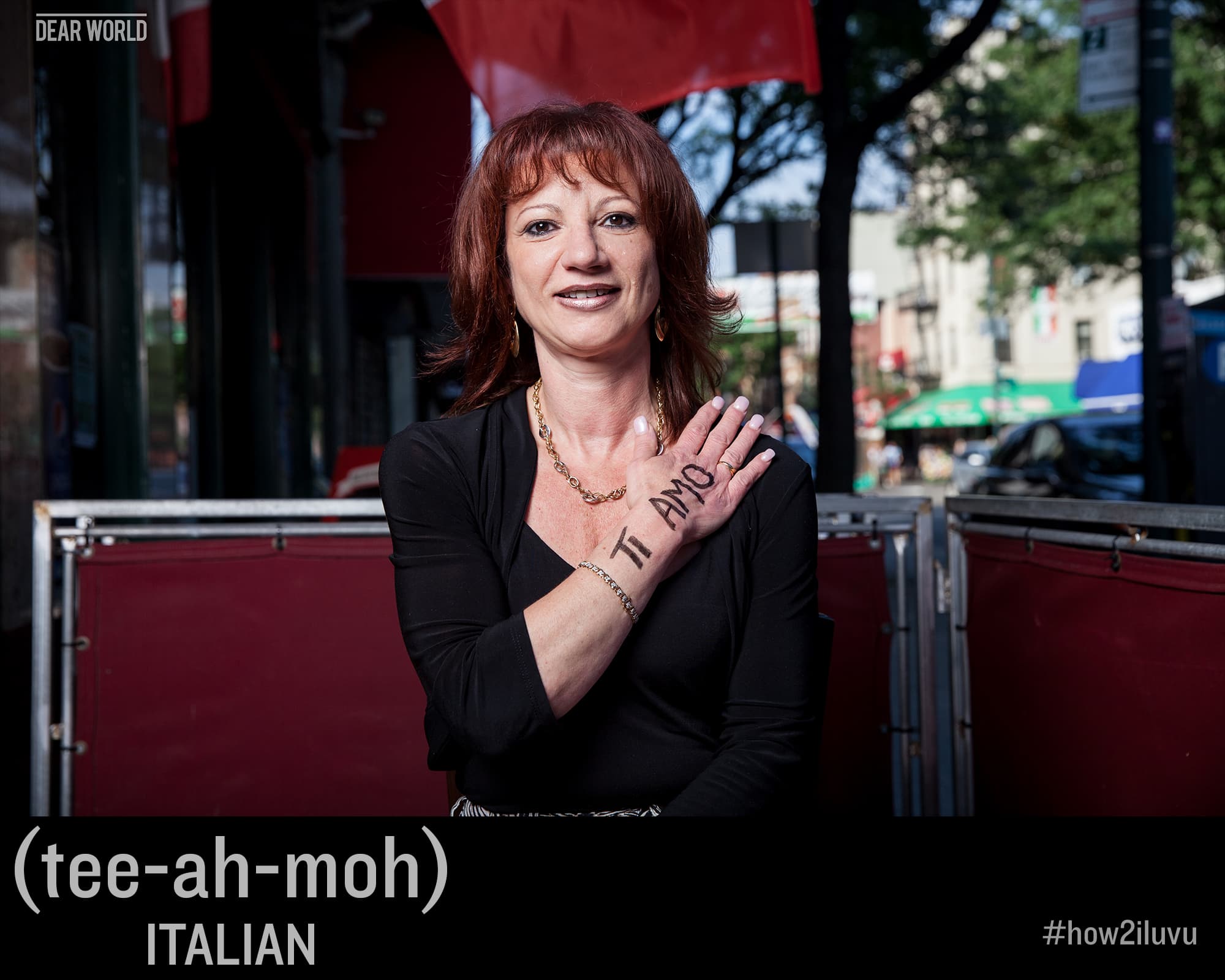 How to say I love you in Italian: tee-ah-moh (Ti amo) — Dear World portrait
