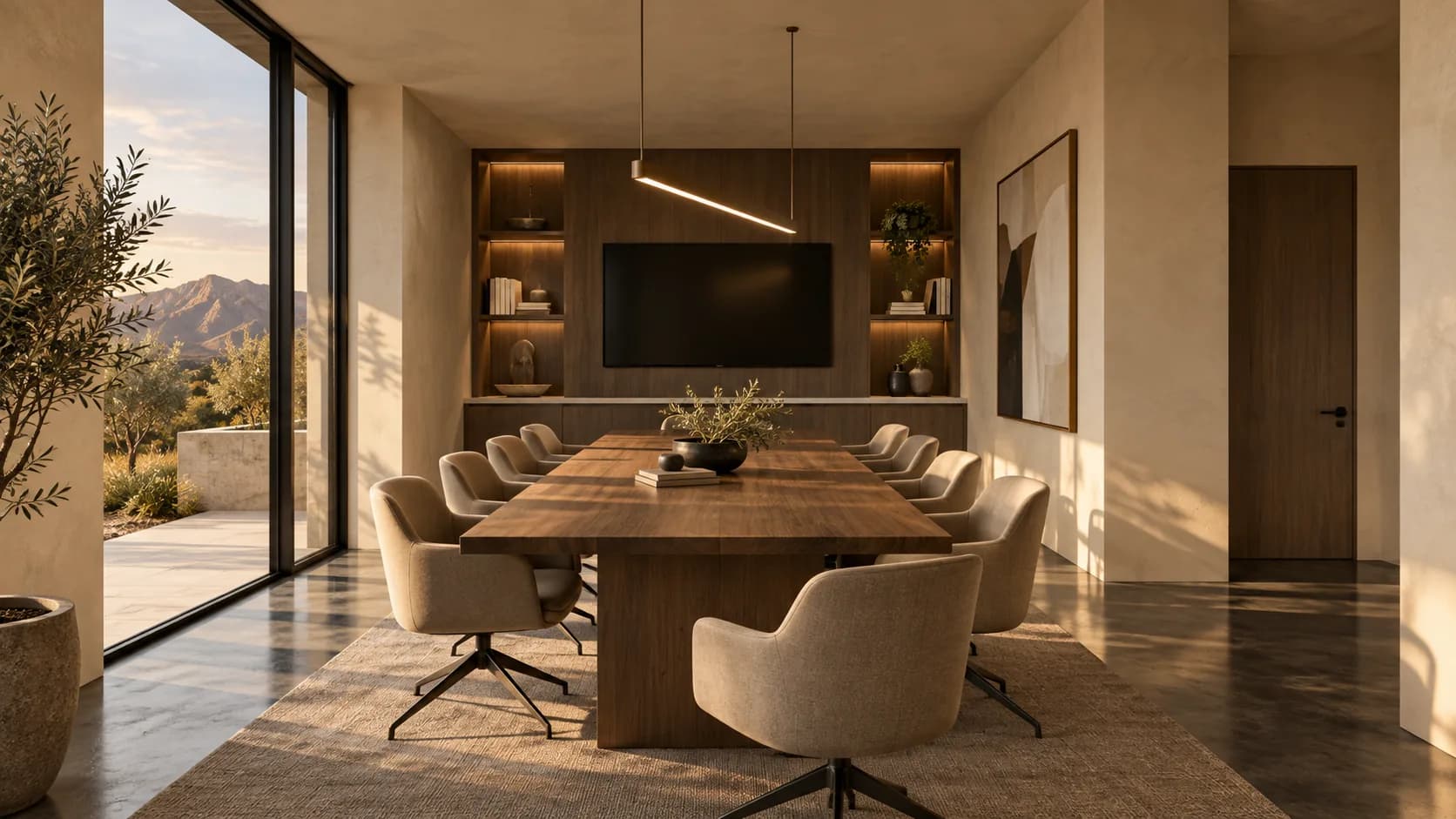 The Clubhouse meeting room, set for a small session